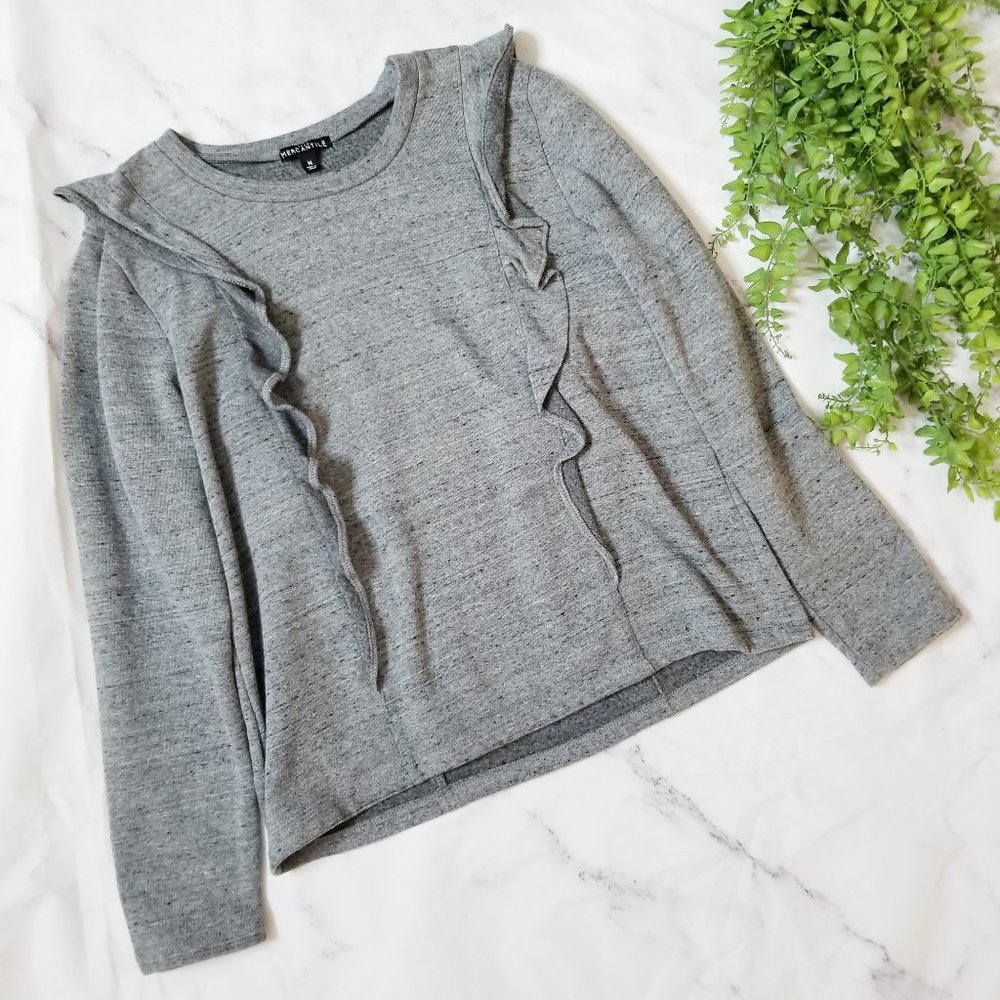 Final Price - J. Crew Mercantile Gray Ruffle Trim Sweatshirt